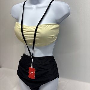 Women's Bikini Set swimsuit size large strapless tummy control bottom new